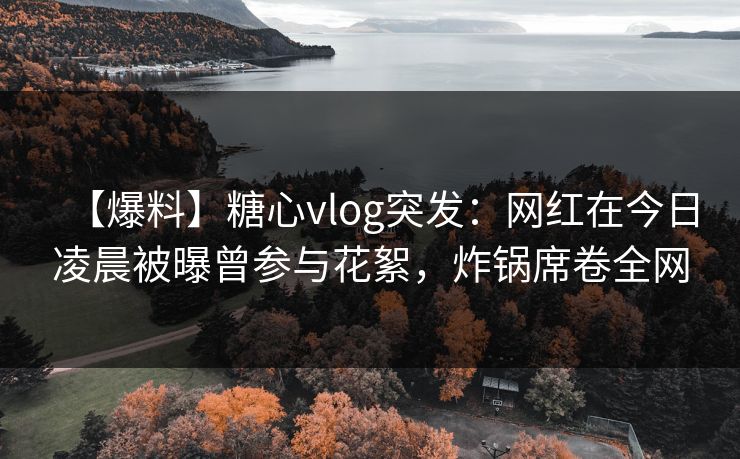 【爆料】糖心vlog突发:网红在今日凌晨被曝曾参与花絮,炸锅席卷全网 第1张 【爆料】糖心vlog突发:网红在今日凌晨被曝曾参与花絮,炸锅席卷全网 第1张