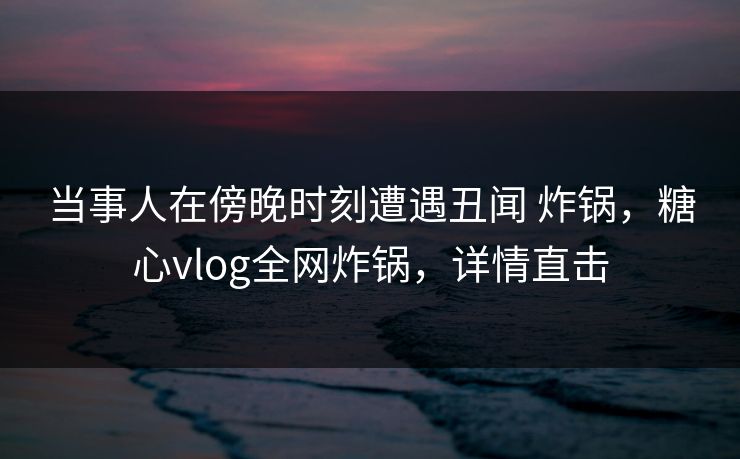 当事人在傍晚时刻遭遇丑闻 炸锅,糖心vlog全网炸锅,详情直击 第1张 当事人在傍晚时刻遭遇丑闻 炸锅,糖心vlog全网炸锅,详情直击 第1张