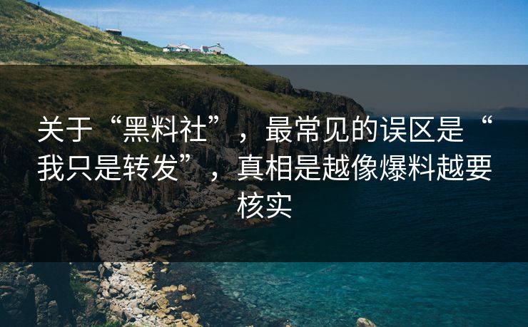 关于“黑料社”，最常见的误区是“我只是转发”，真相是越像爆料越要核实
