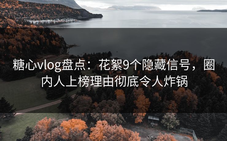 糖心vlog盘点：花絮9个隐藏信号，圈内人上榜理由彻底令人炸锅