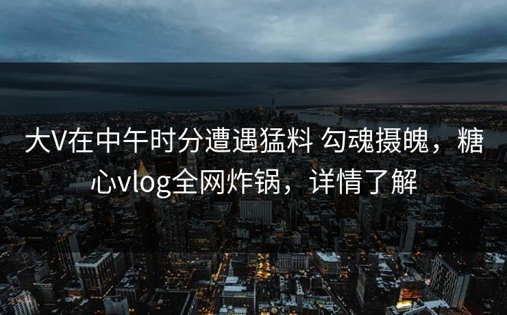 大V在中午时分遭遇猛料 勾魂摄魄，糖心vlog全网炸锅，详情了解